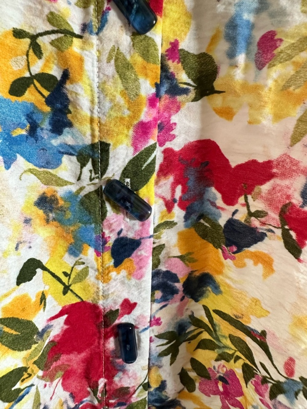 Ali Miles Wire Collar Floral Crinkle Button Front Tunic Shirt Back Toggle XL - Picture 2 of 7